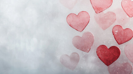 Obraz premium Happy Valentineâs Day inscription on a frosted glass background.