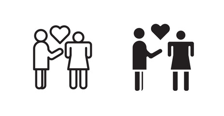 Couple with love icon set vector graphics designs