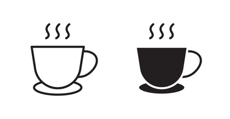 Cup of coffee icon set vector graphics designs