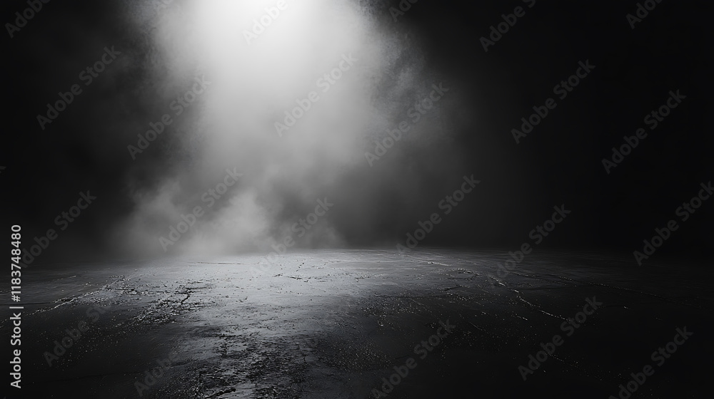 Aufkleber texture dark concrete floor with mist or fog for product display montage design