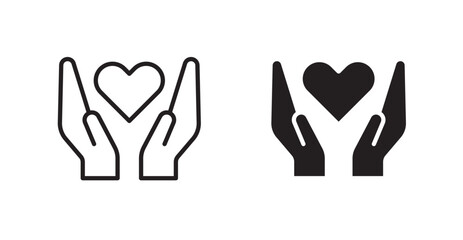 Heart and hands icon set vector graphics designs