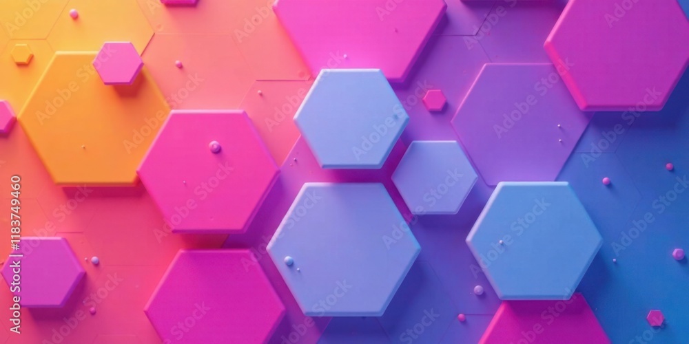 Fototapete abstract hexagon pattern background with vibrant gradient colors