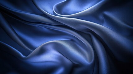 Fototapeta premium Elegant Draped Blue Silk Fabric Texture