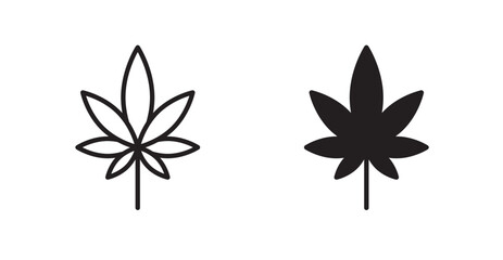 Marijuana icon set vector graphics designs