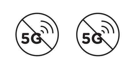 No 5G sign vector set vector graphics designsal sign vector set vector graphics designs