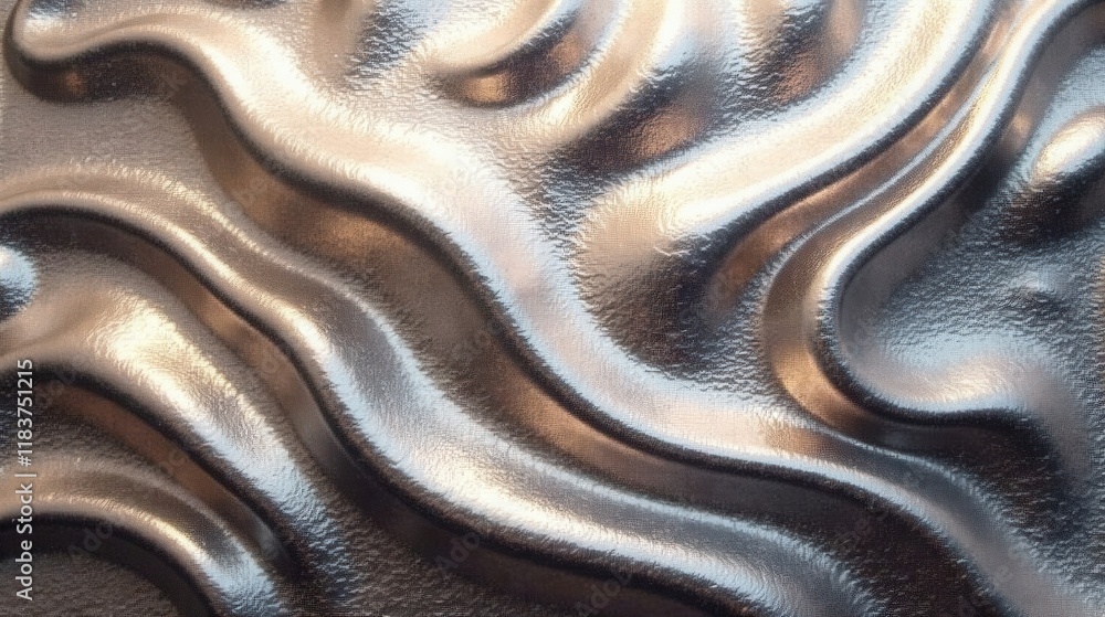 Poster abstract metallic drapery with subtle textured surface and luxurious shimmering waves