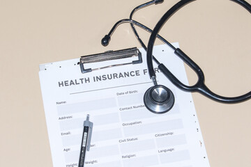 Medical Insurance Form and Stethoscope for Healthcare Planning