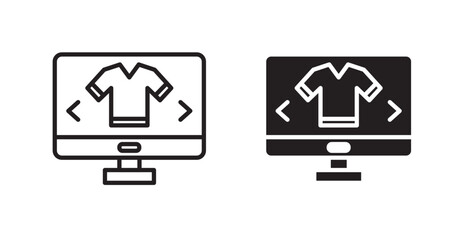 Online clothes shopping icon set vector graphics designs