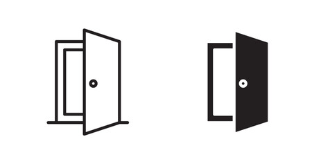 Open door icon set vector graphics designs