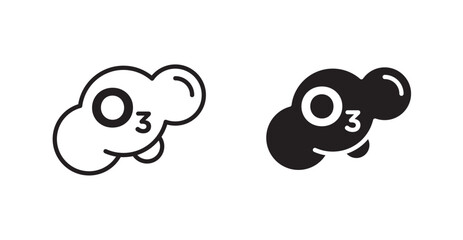 Ozonation icon set vector graphics designs