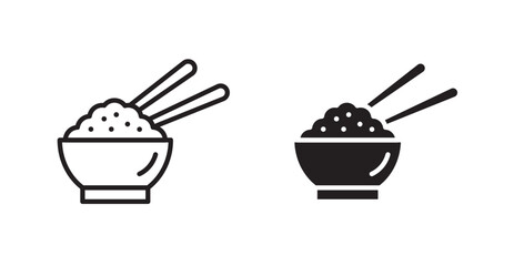 Rice bowl icon set vector graphics designs