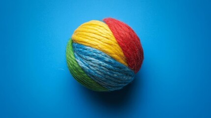 Multicolored yarn ball on a surface