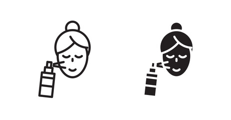 Spray on face icon set vector graphics designs