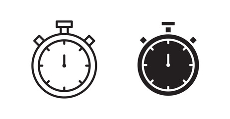 Stop watch icon set vector graphics designs
