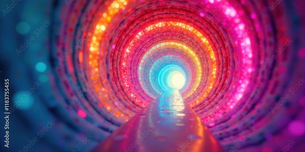 Leinwandbilder vibrant circular tunnel of light and color with gleaming path