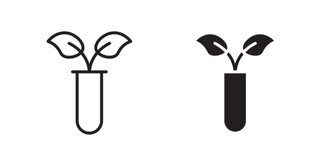 Test tube with plant icon set vector graphics designs