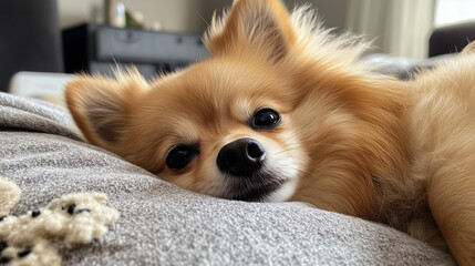 chihuahua puppy sitting on the couch