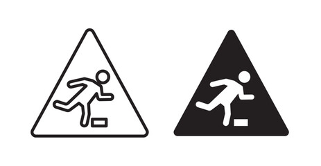 Tripping hazard warning signs set vector graphics designs