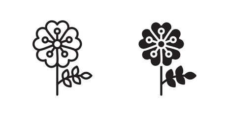 Wild rose icon set vector graphics designs