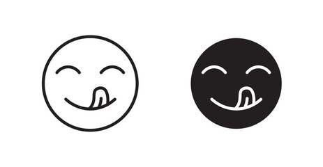 Yummy smile emoji icon set vector graphics designs