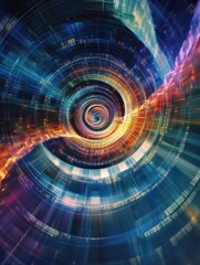 Obraz premium Kaleidoscopestyle financial charts morphing into dynamic colorful growth spirals