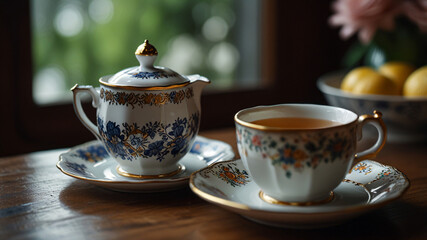 Fototapeta premium A cup of tea in a delicate porcelain cup.