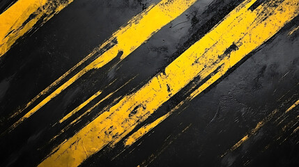 Naklejka premium Black and yellow grunge background with thick diagonal stripes