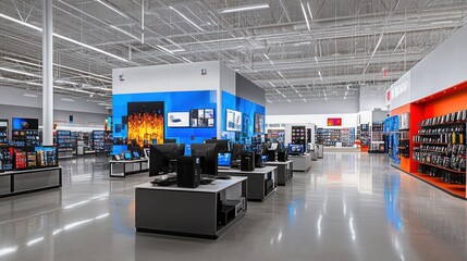 Modern Electronics Store Interior Design: Sleek Displays and Bright Lighting