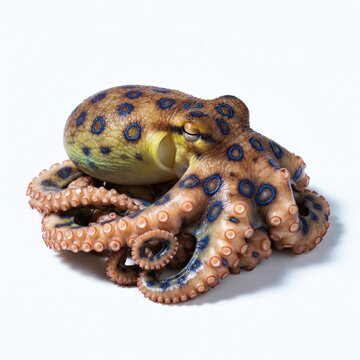 Blau Ringel Oktopus vor wei&szlig;em Hintergrund