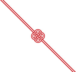 菜の花結びの水引のイラスト　帯あり　ななめ　背景透過