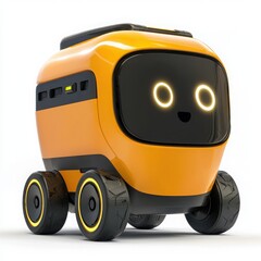 Naklejka premium Delivery Robot isolated on white background. 