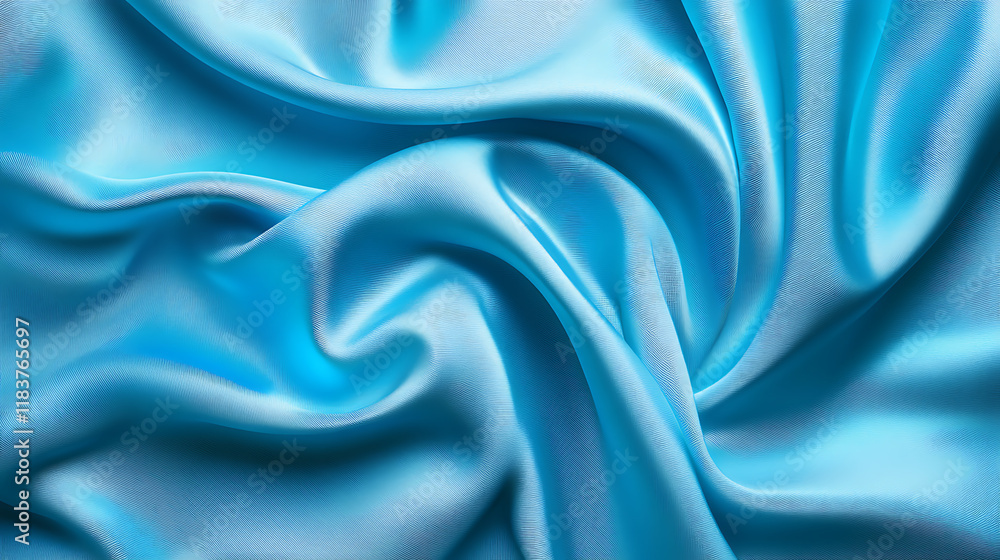 Poster flowing cyan cloth background, 3d rendering