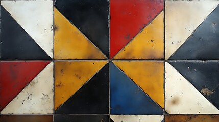 Geometric Tile Pattern in Varied Colors and Tones