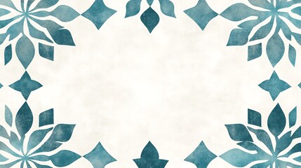 Teal Floral Frame Design On White Background