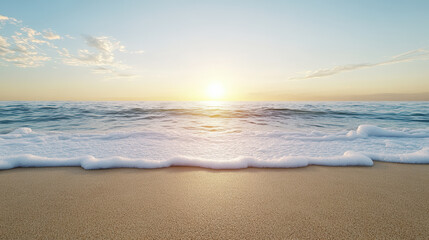 Fototapeta premium serene beach scene with gentle waves and beautiful sunset view