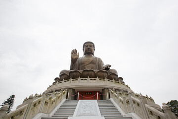 The famous Tian Tan Buddha at Po Lin Monastery in Ngong Ping, Lantau island, Hong Kong, China