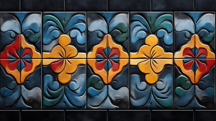 Colorful Floral Tile Pattern Embellished With Intricate Designs