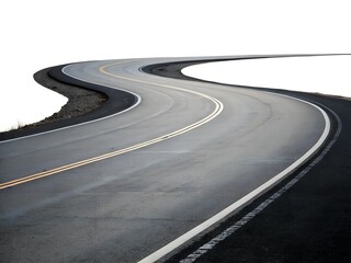 3d curved road on white background 