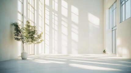 Fototapeta premium Sunlit Minimalist Interior: A Serene Spacious Room