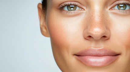 Obraz premium Smooth skin and bright eyes of woman with natural beauty and confidence