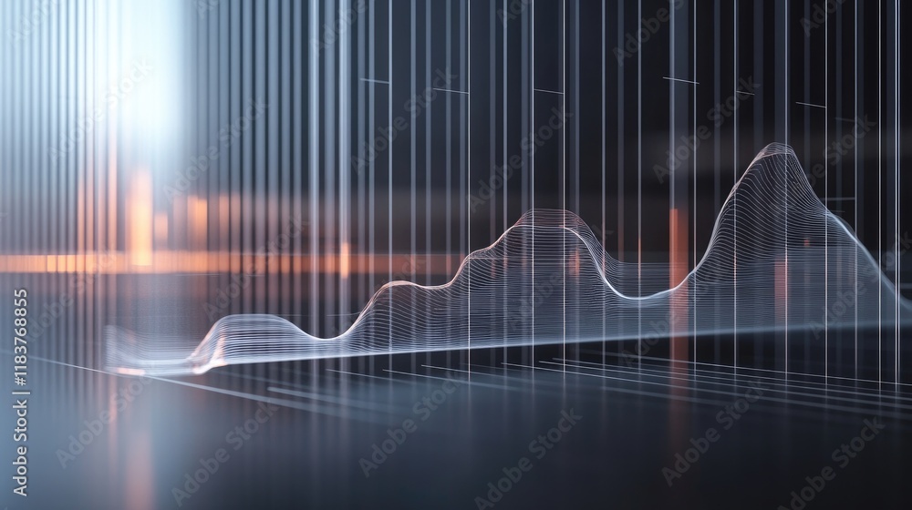 Poster a d line graph with floating percentages, displaying real-time financial data trends on a transparen