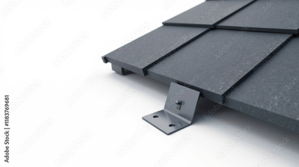 Poster close-up detail of durable roofing tiles and secure mounting bracket