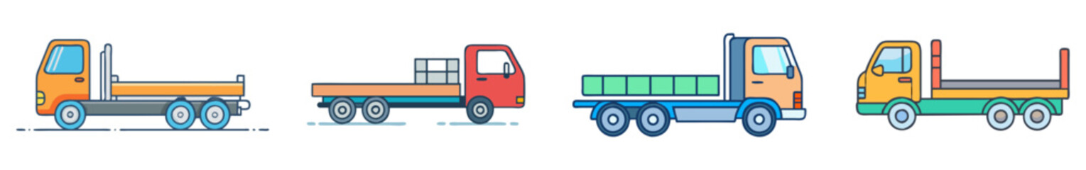 Fototapeta premium flatbed truck vector icon, vehicles vector illustration - simple illustration of flatbed truck perfect for logos, and vehicles-themed designs.