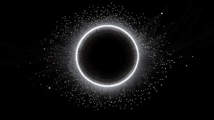 Naklejka premium Dynamic orbiting particles abstract space digital art dark background close-up