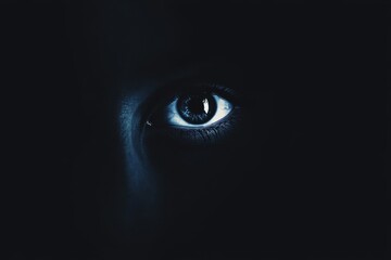 A single eye peers from the darkness