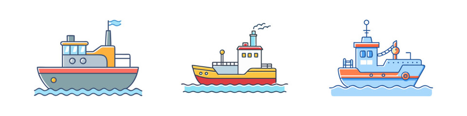 Obraz premium tugboat vector icon, vehicles vector illustration - simple illustration of tugboat perfect for logos, and vehicles-themed designs.