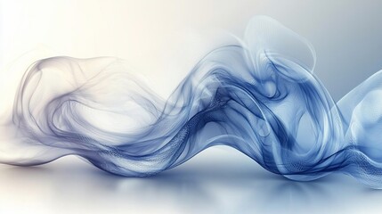 Abstract blue and white smoke wave design.