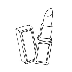 Black and White Line Art of  Lipstick. Vector illustration 
