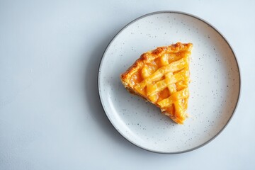 Top view of chicken pot pie Flat lay with blank space