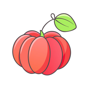red fruit with green leaf clip art preview